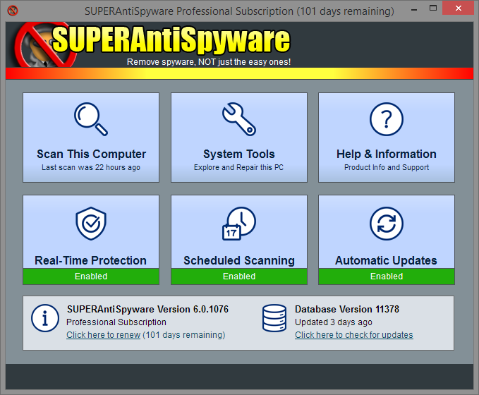SUPERAntiSpyware - Professional X Edition Screen Shots